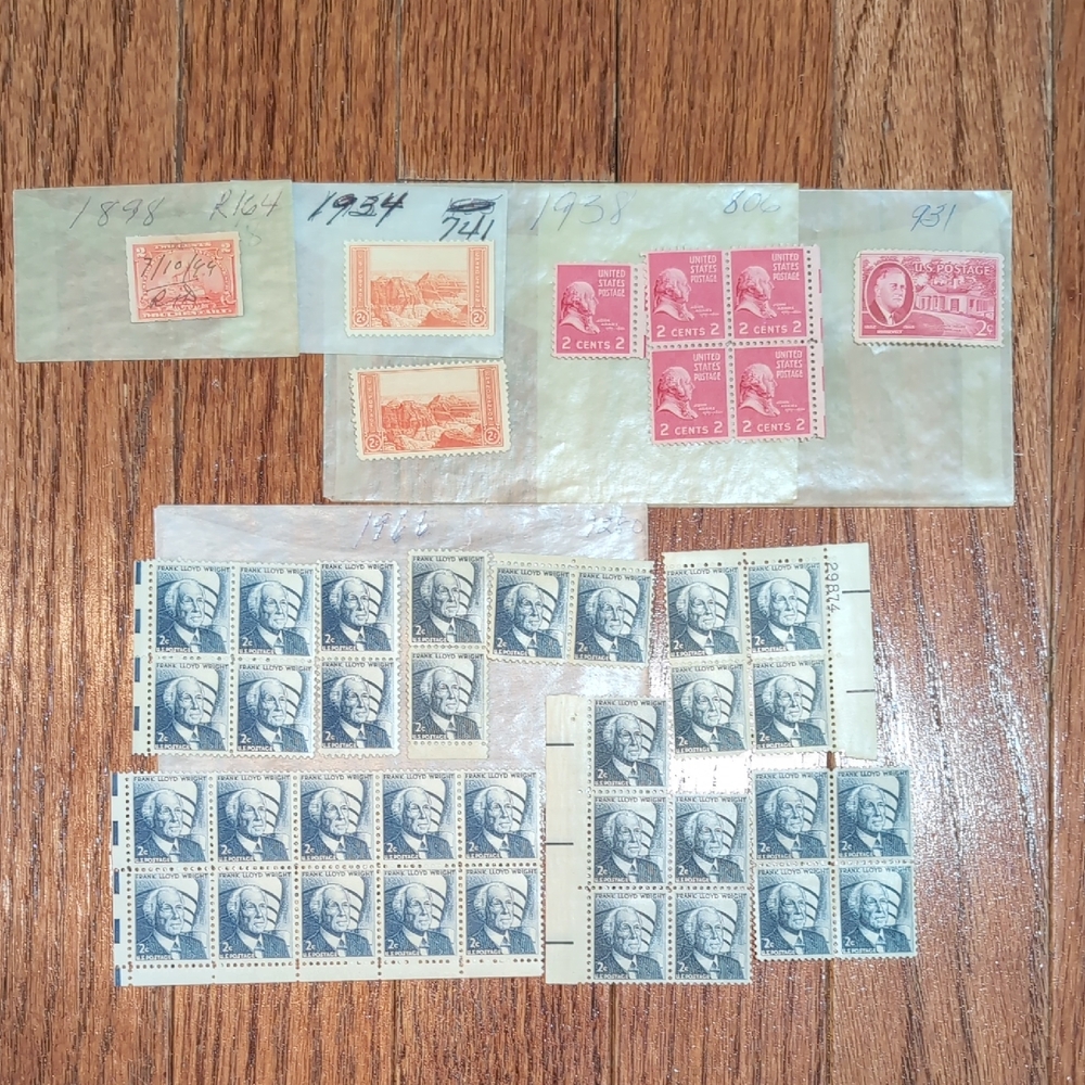 USPS 2 Cent Stamp Bundle 1898 - 1966 42 Stamps
